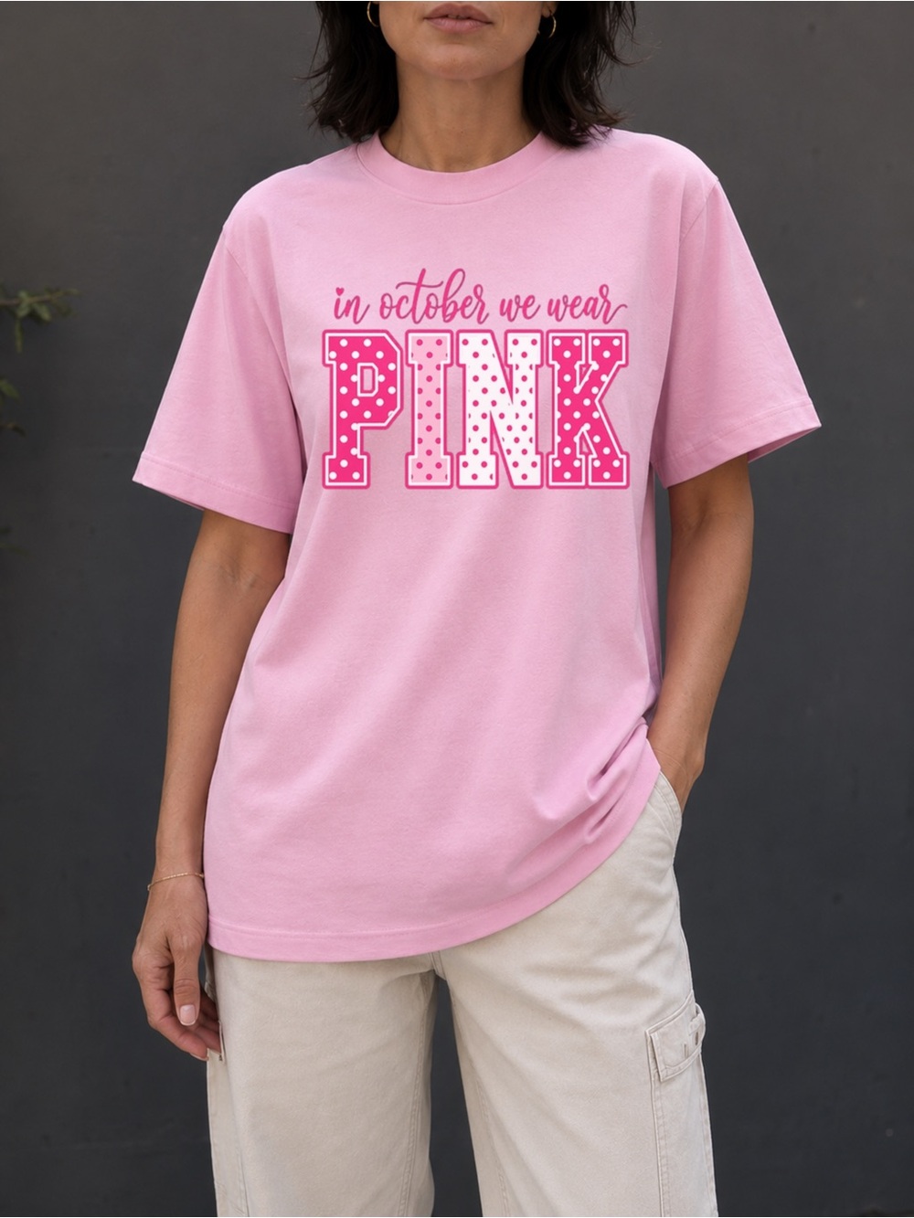 In October We Wear Pink T-Shirt October Cancer Support Tee